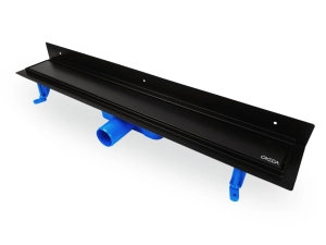 Czarny przyścienny odpływ liniowy OKEDA® PURE BLACK™ - czysta matowa czerń