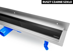Przyścienny odpływ liniowy OKEDA® PRIME LINE™ - BLACK GLASS - CZARNE SZKŁO